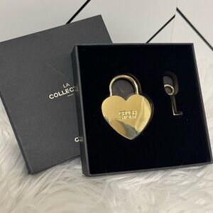 Chanel Gold Heart Padlock with Key